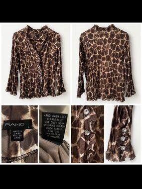 Piano Brown Animal-Print Long-Sleeve Blouse